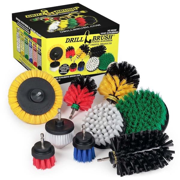 Cepillo de Taladro Power Scrubber de Useful Products 5 pulgadas de ancho 8 pulgadas de largo, Variedad - YEO-G5-W4C-R2M-KJS-B2L-QC-DB
