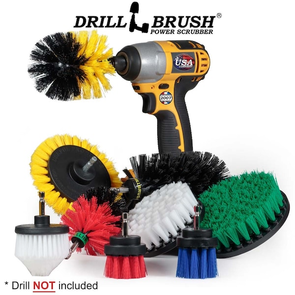 Cepillo de Taladro Power Scrubber de Useful Products 5 pulgadas de ancho 8 pulgadas de largo, Variedad - YEO-G5-W4C-R2M-KJS-B2L-QC-DB