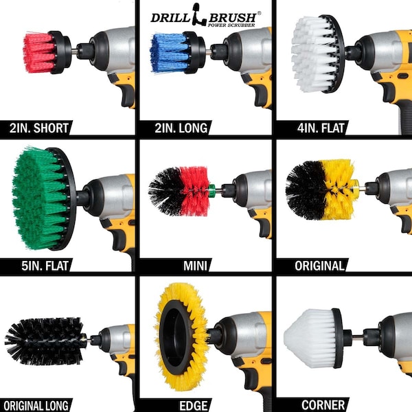 Cepillo de Taladro Power Scrubber de Useful Products 5 pulgadas de ancho 8 pulgadas de largo, Variedad - YEO-G5-W4C-R2M-KJS-B2L-QC-DB
