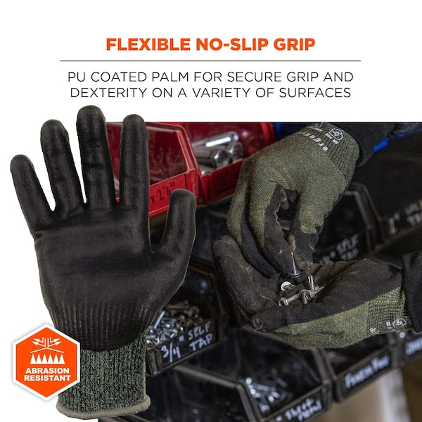 Proflex de Ergodyne, Guantes recubiertos de nitrilo ANSI A7, verde, talla XL - 7070.