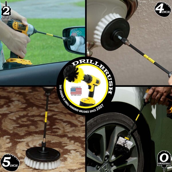 Cepillo de Taladro Power Scrubber de Useful Products 5 pulgadas de ancho 7 pulgadas de largo, Blanco - W-S-542O-7X-QC-DB