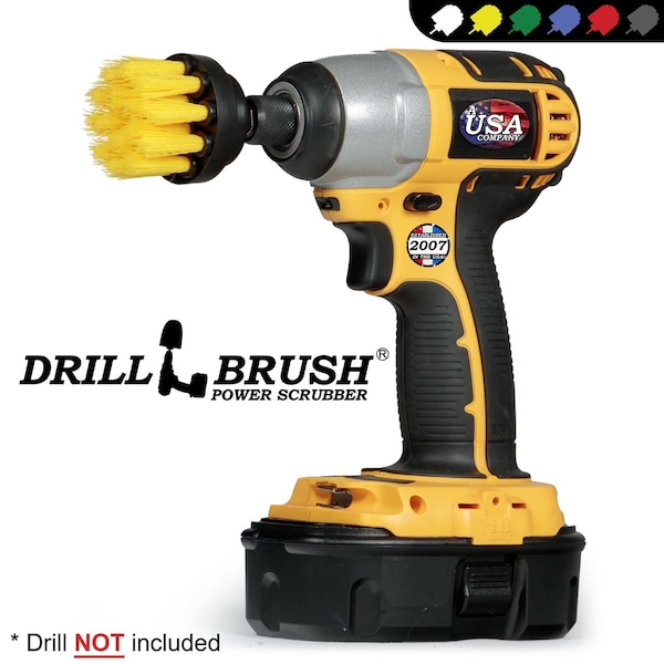 Cepillo de limpieza para taladro Drillbrush Power Drill Attachment para limpiar baños - 2IN-LIM-AMARILLO-CORTO-QC