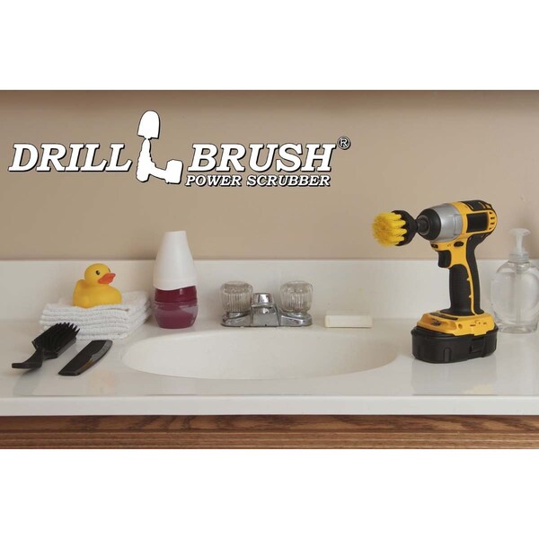 Cepillo de limpieza para taladro Drillbrush Power Drill Attachment para limpiar baños - 2IN-LIM-AMARILLO-CORTO-QC