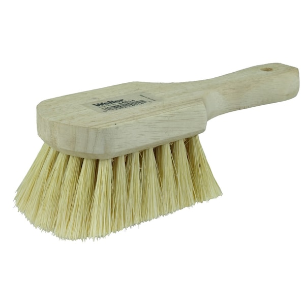 Cepillo de fregar utilitario Weiler de 8", cerdas blancas de Tampico, mango corto, bloque de madera - 44014