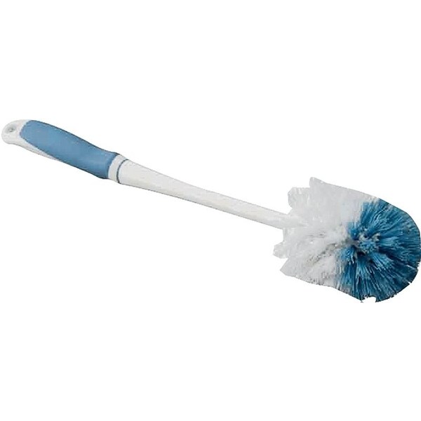 Cepillo para Taza de Baño Simple Spaces, 1 pulgada de Recorte L, Cerdas de PP/PVC, Cerdas Azul/Blanco, Cepillo de 3 pulgadas de Ancho, Longitud Total de 15 pulgadas - YB88063L