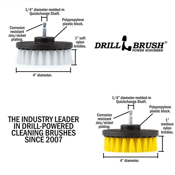 Cepillo para Taladro Drillbrush - Accesorios de Baño - Cortina de Baño - Tapete de Baño - 4IN-S-WY-QC-DB