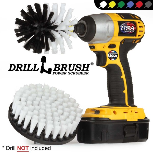 Cepillo Taladro Power Scrubber de Useful Products 5 pulgadas de ancho 5 pulgadas de largo, color blanco - W-S-5O-QC-DB