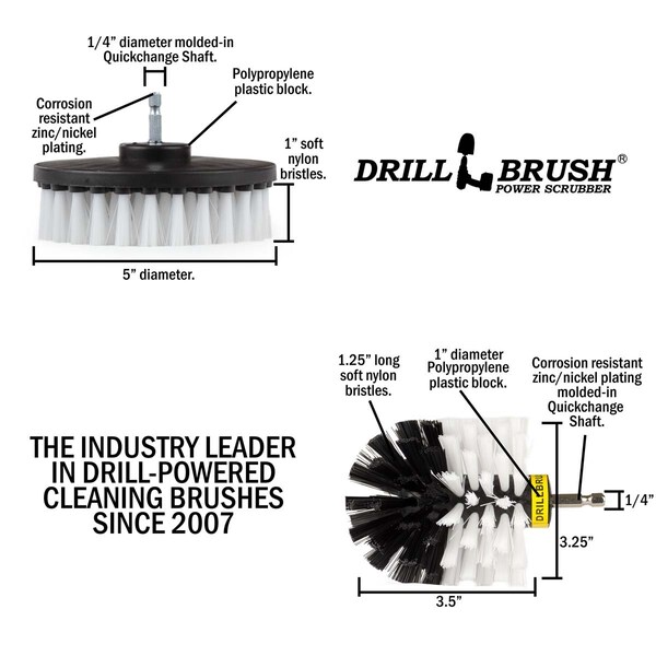 Cepillo Taladro Power Scrubber de Useful Products 5 pulgadas de ancho 5 pulgadas de largo, color blanco - W-S-5O-QC-DB