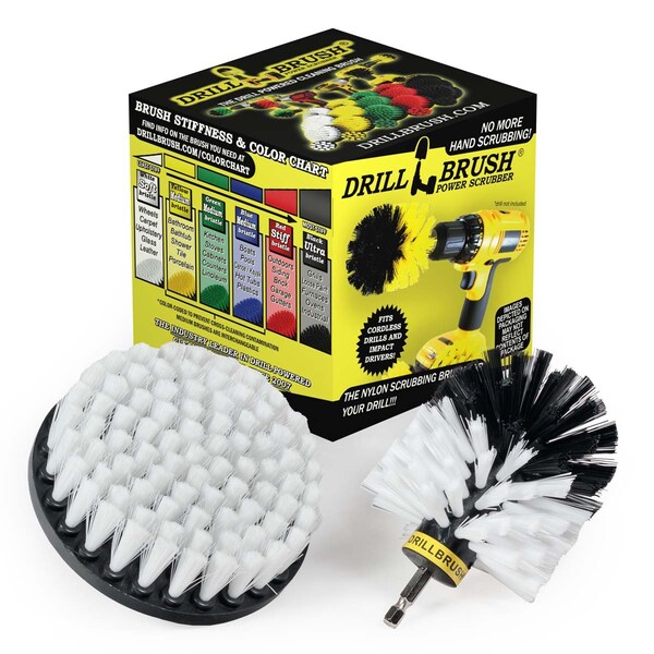 Cepillo Taladro Power Scrubber de Useful Products 5 pulgadas de ancho 5 pulgadas de largo, color blanco - W-S-5O-QC-DB
