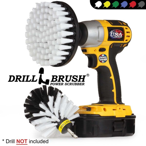 Cepillo Taladro Power Scrubber de Useful Products 5 pulgadas de ancho 5 pulgadas de largo, color blanco - W-S-5O-QC-DB
