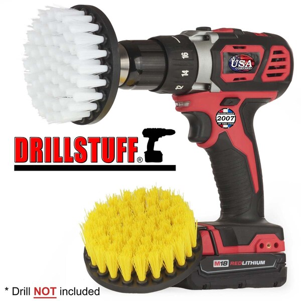 Accesorios para Baño Drillstuff - Productos de Limpieza - Cepillo de Taladro - Puerta de Ducha - 4IN-S-WY-QC-DS