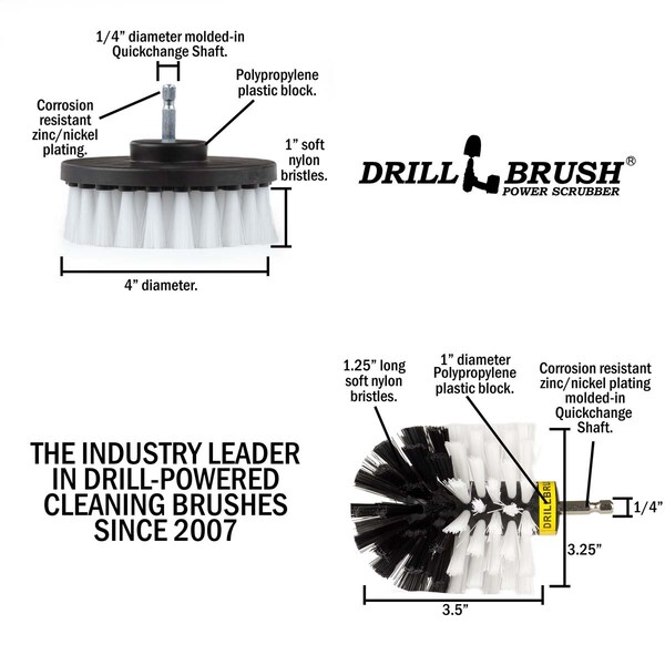 Suministros de limpieza Drillbrush - Cepillos giratorios para barcos y embarcaciones - Kayak - W-S-4O-QC-DB
