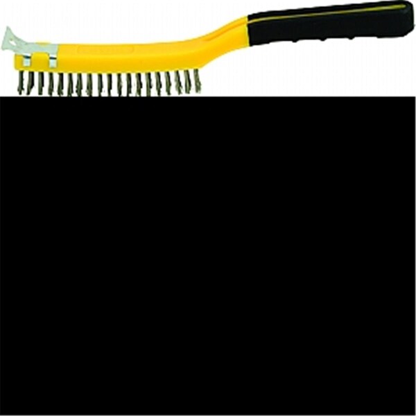 Cepillo de alambre recto de acero inoxidable Vortex 3 x 19 pulgadas con raspador y mango con agarre suave - VO3579754
