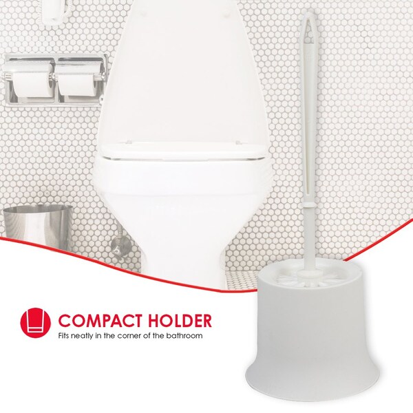 Cepillo para inodoro de plástico de Home Basics con soporte compacto, color blanco - TB45049