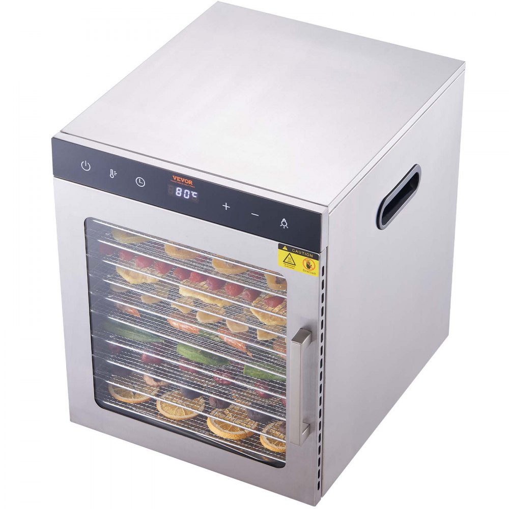 VEVOR Electric Food Dehydrator Machine, 800W Electric Food Dryer, 10 Stainless Steel Trays, with Digital Adjustable Timer & Temperature for Jerky, Herb, Meat, Beef, Fruit, Dog Treats and Vegetables - SPF100548800WDQGIV1