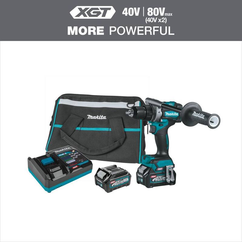 Juego de taladro atornillador inalámbrico Makita 40V Max XGT Brushless 1/2 pulgadas (2.5Ah) - GFD01D