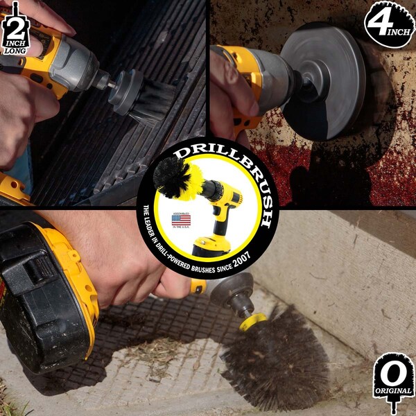 Cepillo eléctrico para taladro Drill Brush Power Scrubber de Useful Products 5 pulgadas de ancho 5 pulgadas de largo, color negro - K-4OS-2L-QC-DB