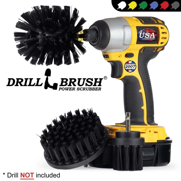 Cepillo eléctrico para taladro Drill Brush Power Scrubber de Useful Products 5 pulgadas de ancho 5 pulgadas de largo, color negro - K-4OS-2L-QC-DB
