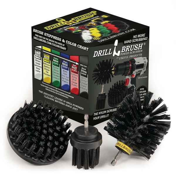 Cepillo eléctrico para taladro Drill Brush Power Scrubber de Useful Products 5 pulgadas de ancho 5 pulgadas de largo, color negro - K-4OS-2L-QC-DB
