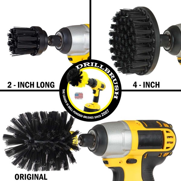 Cepillo eléctrico para taladro Drill Brush Power Scrubber de Useful Products 5 pulgadas de ancho 5 pulgadas de largo, color negro - K-4OS-2L-QC-DB
