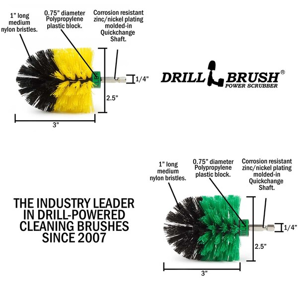 Cepillo de Taladro Power Scrubber de Useful Products 4 pulgadas de ancho 4 pulgadas de largo, Variedad - M-S-GY-QC-DB