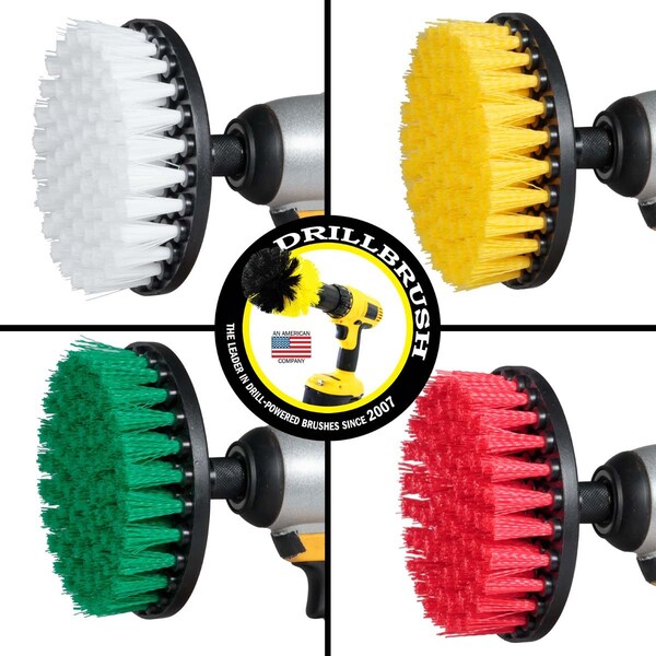 Cepillo de Taladro Power Scrubber de Useful Products 5 pulgadas de ancho x 5 pulgadas de largo, variedad - 5IN-S-GRWY-QC-DB