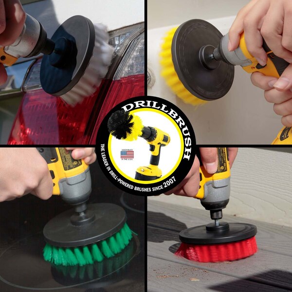 Cepillo de Taladro Power Scrubber de Useful Products 5 pulgadas de ancho x 5 pulgadas de largo, variedad - 5IN-S-GRWY-QC-DB