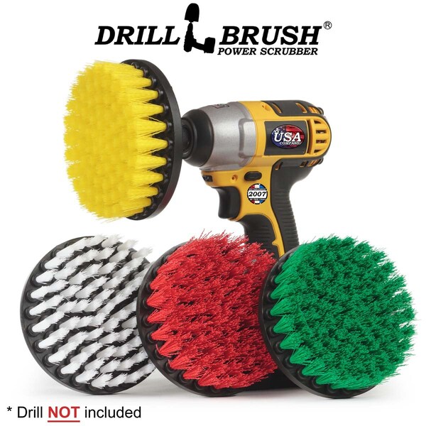 Cepillo de Taladro Power Scrubber de Useful Products 5 pulgadas de ancho x 5 pulgadas de largo, variedad - 5IN-S-GRWY-QC-DB