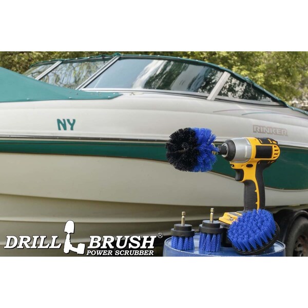 Cepillo taladro Power Scrubber de Useful Products 5 pulgadas de ancho y 5 pulgadas de largo, azul - B-42OS-2L-QC-DB