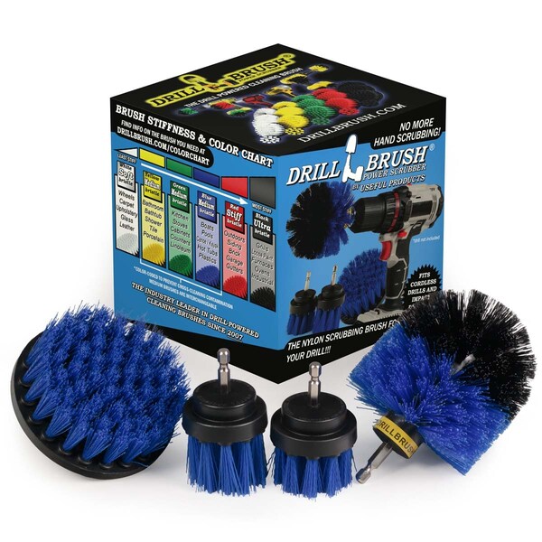 Cepillo taladro Power Scrubber de Useful Products 5 pulgadas de ancho y 5 pulgadas de largo, azul - B-42OS-2L-QC-DB