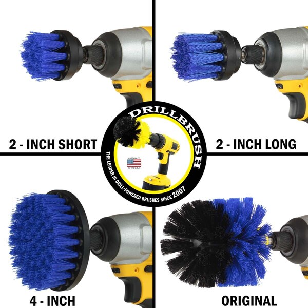 Cepillo taladro Power Scrubber de Useful Products 5 pulgadas de ancho y 5 pulgadas de largo, azul - B-42OS-2L-QC-DB