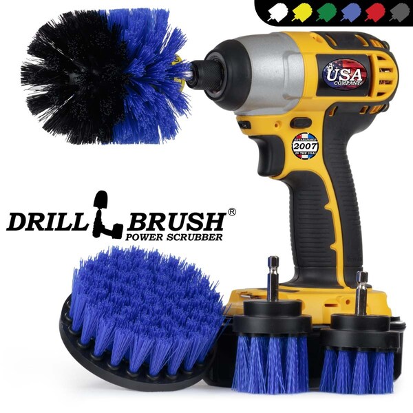 Cepillo taladro Power Scrubber de Useful Products 5 pulgadas de ancho y 5 pulgadas de largo, azul - B-42OS-2L-QC-DB