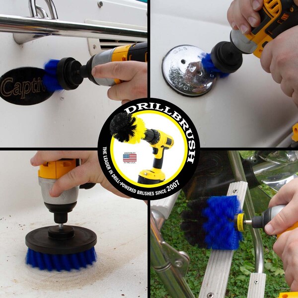 Cepillo taladro Power Scrubber de Useful Products 5 pulgadas de ancho y 5 pulgadas de largo, azul - B-42OS-2L-QC-DB