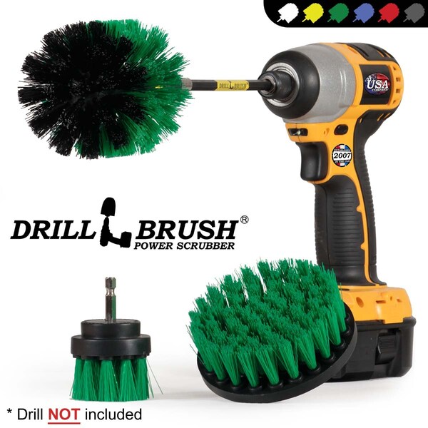 Cepillo Eléctrico Taladro Power Scrubber de Useful Products 5 pulgadas de ancho por 5 pulgadas de largo, verde - G-S-42O-5X-QC-DB