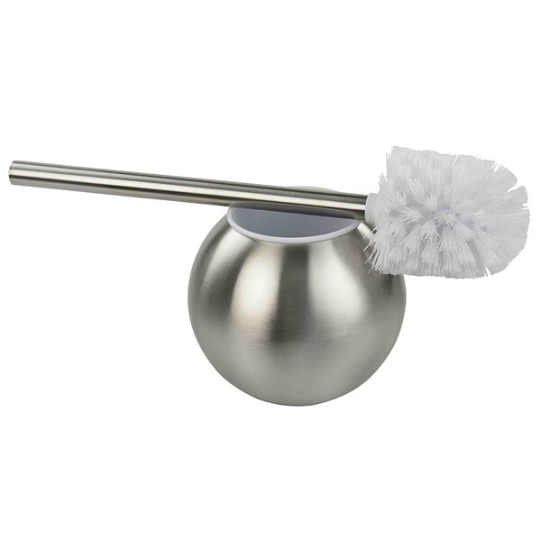 Cepillo para baño Home Basics HideAway con soporte higiénico redondo de acero inoxidable, color plata - TB41169