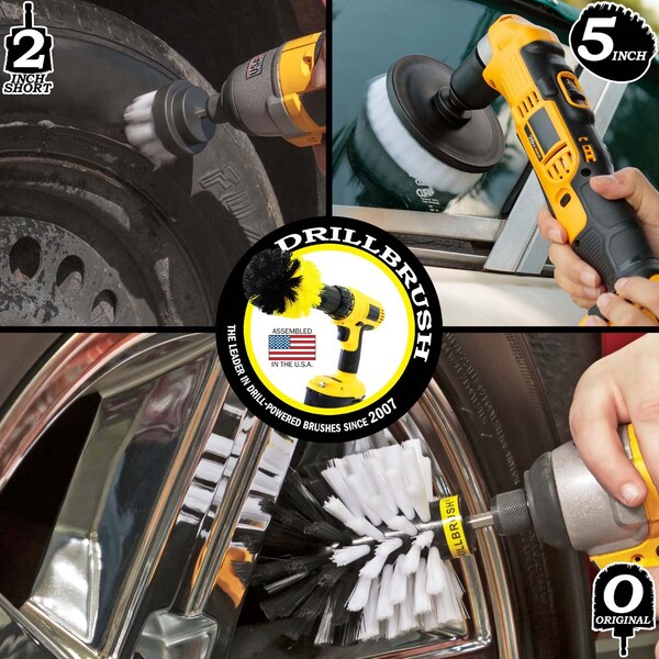 Cepillo para Taladro Power Scrubber de Useful Products 5 pulgadas de ancho y 5 pulgadas de largo, blanco - W-S-52O-QC-DB