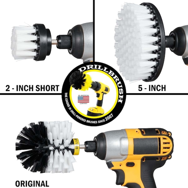 Cepillo para Taladro Power Scrubber de Useful Products 5 pulgadas de ancho y 5 pulgadas de largo, blanco - W-S-52O-QC-DB