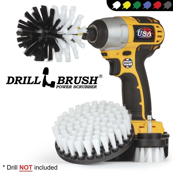 Cepillo para Taladro Power Scrubber de Useful Products 5 pulgadas de ancho y 5 pulgadas de largo, blanco - W-S-52O-QC-DB