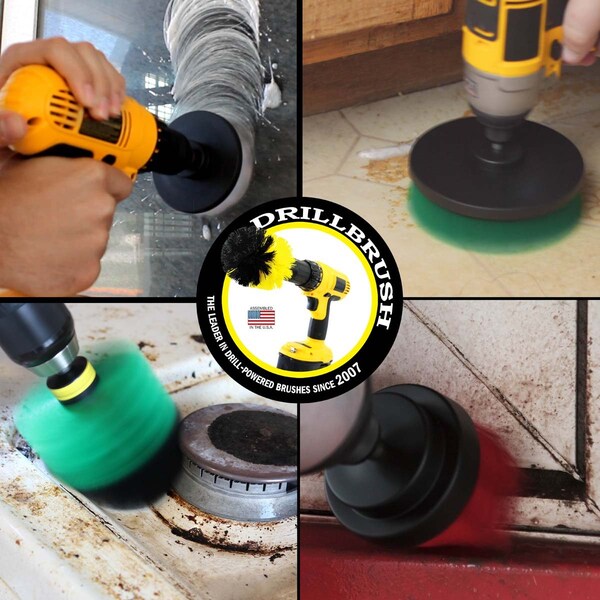 Cepillo de Taladro Power Scrubber de Useful Products 7 pulgadas de ancho 5 pulgadas de largo, variedad - S-W4G5OR2-QC-DB