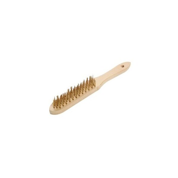 Cepillo de Alambre Tolsen 4 Hilos Curvos con Recubrimiento de Cobre, Mango de Madera - 32065