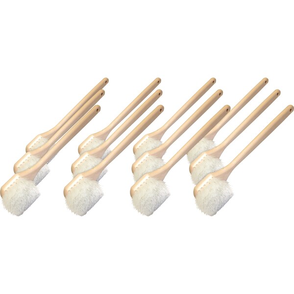 Cepillo de utilidad de nylon Genuine Joe, mango de 20" L, blanco, paquete de 12 - GJO98216CT