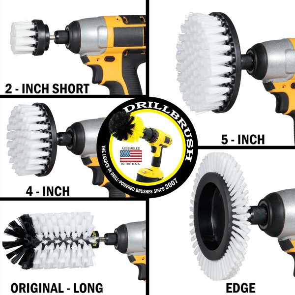 Cepillo de Taladro Limpiador de Potencia por Useful Products 5 pulg. de Ancho 7 pulg. de Largo, Blanco - W-S-E542J-QC-DB