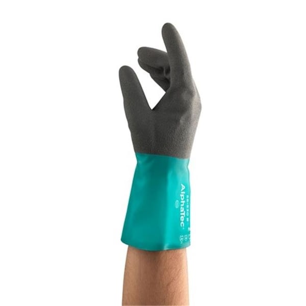Ansell 012-58-530B-090 9 x 12 pulgadas. Resistencia química Alphatec - Verde y Gris Oscuro; Paquete de 6 - 012-58-530B-090