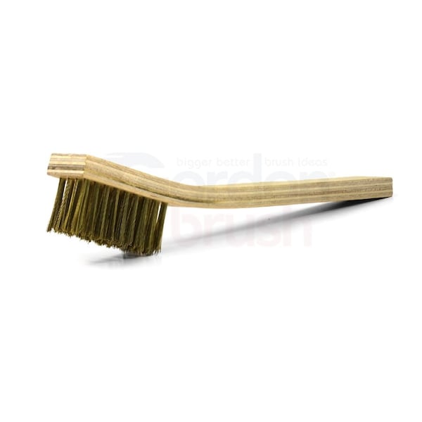 Cepillo de cerdas de latón de 0.008" Gordon Brush 4 x 9 hileras con mango de madera contrachapada - 36BG