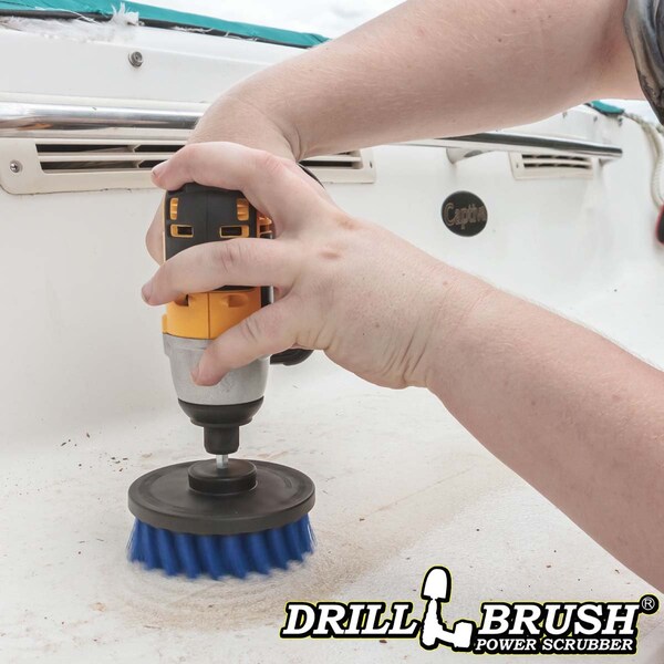 Cepillo Taladro Power Scrubber de Useful Products 4 pulgadas Ancho 4 pulgadas Largo, Azul - 4IN-S-B-QC-DB