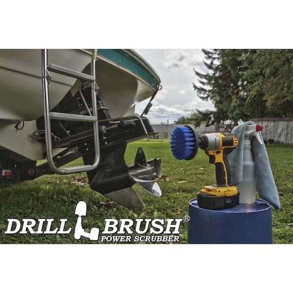 Cepillo Taladro Power Scrubber de Useful Products 4 pulgadas Ancho 4 pulgadas Largo, Azul - 4IN-S-B-QC-DB