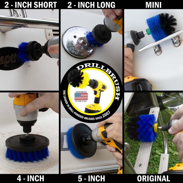 Cepillo Taladro Limpiador de Poder By Useful Products 7 in W 5 in L, Azul - B-542OMS-2L-QC-DB