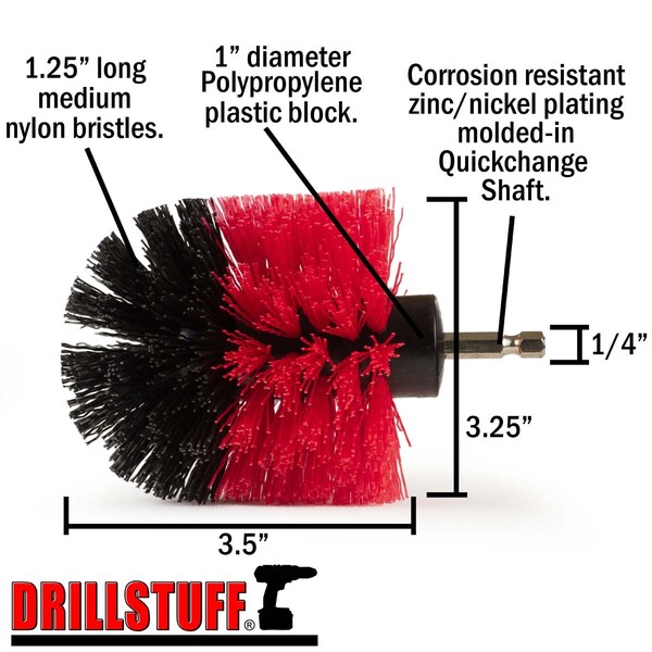 Drillstuff Outdoor - Suministros de Limpieza - Cepillo para Taladro - Jardín - Patio - Deck - R-O-QC-DS