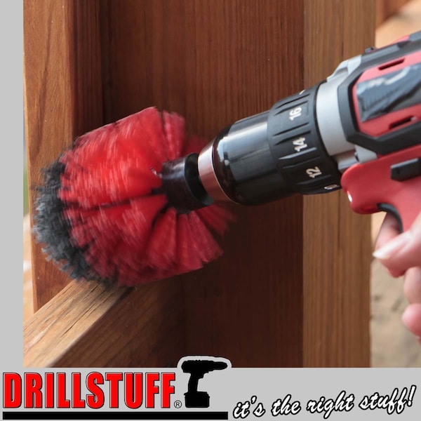 Drillstuff Outdoor - Suministros de Limpieza - Cepillo para Taladro - Jardín - Patio - Deck - R-O-QC-DS