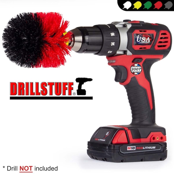 Drillstuff Outdoor - Suministros de Limpieza - Cepillo para Taladro - Jardín - Patio - Deck - R-O-QC-DS